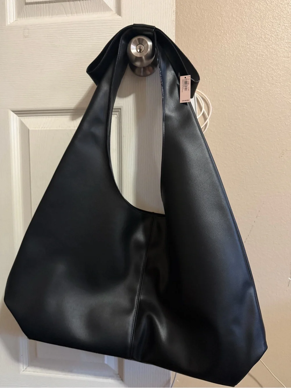 Victoria's Secret Black Faux-Leather Hobo Bag